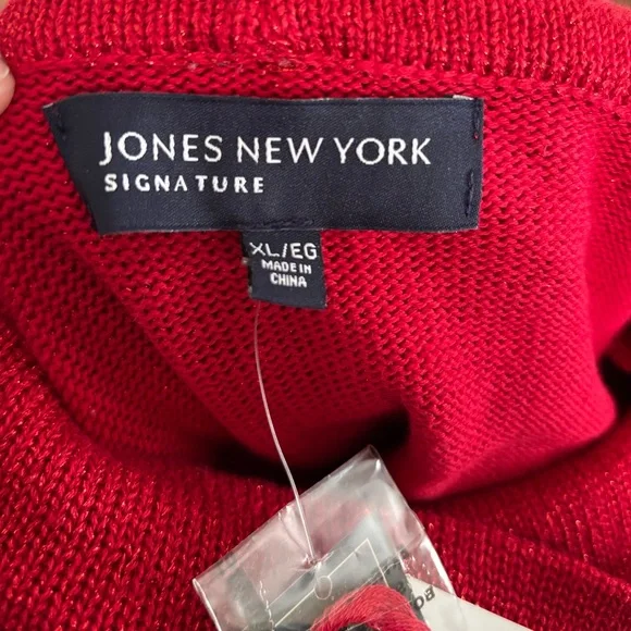 💥 NWT Jones New York Red Sparkle Cowl Neck - Picture 3 of 5